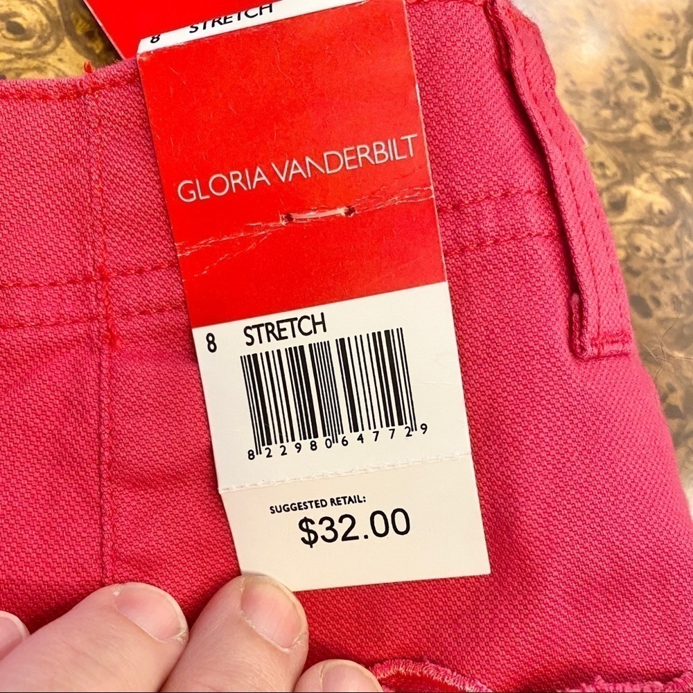 Gloria Vanderbilt NWT Capri Pants Stretch Raspberry Hot Pink Scalloped Hems Sz 8 - Picture 7 of 10